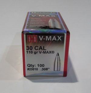 Boite 100 ogives Hornady cal 30 (0.308") 110 grainsV-Max ref 23010