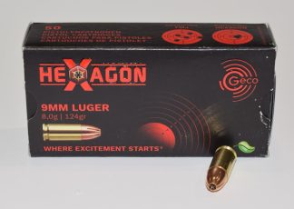 boite 50 cartouches GECO 9x19 Luger Hexagon 124 Grains