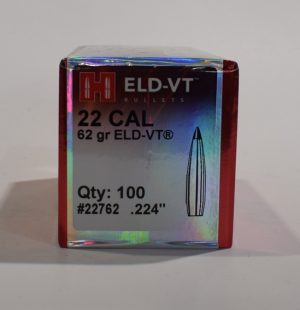 100 ogives Hornady ELD-VT 62 grains calibre 22 ref 22762