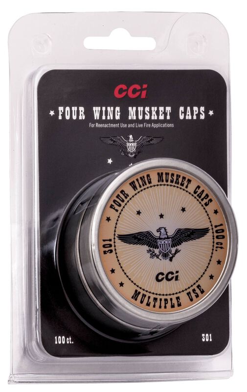 boite 100 amorces poudre noire CCI MUSKET 4 aillettes pour fusil CCI0301