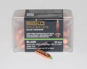 boite de 50 ogives cal 6mm Sako Blade TXM 80 grains ref 658E