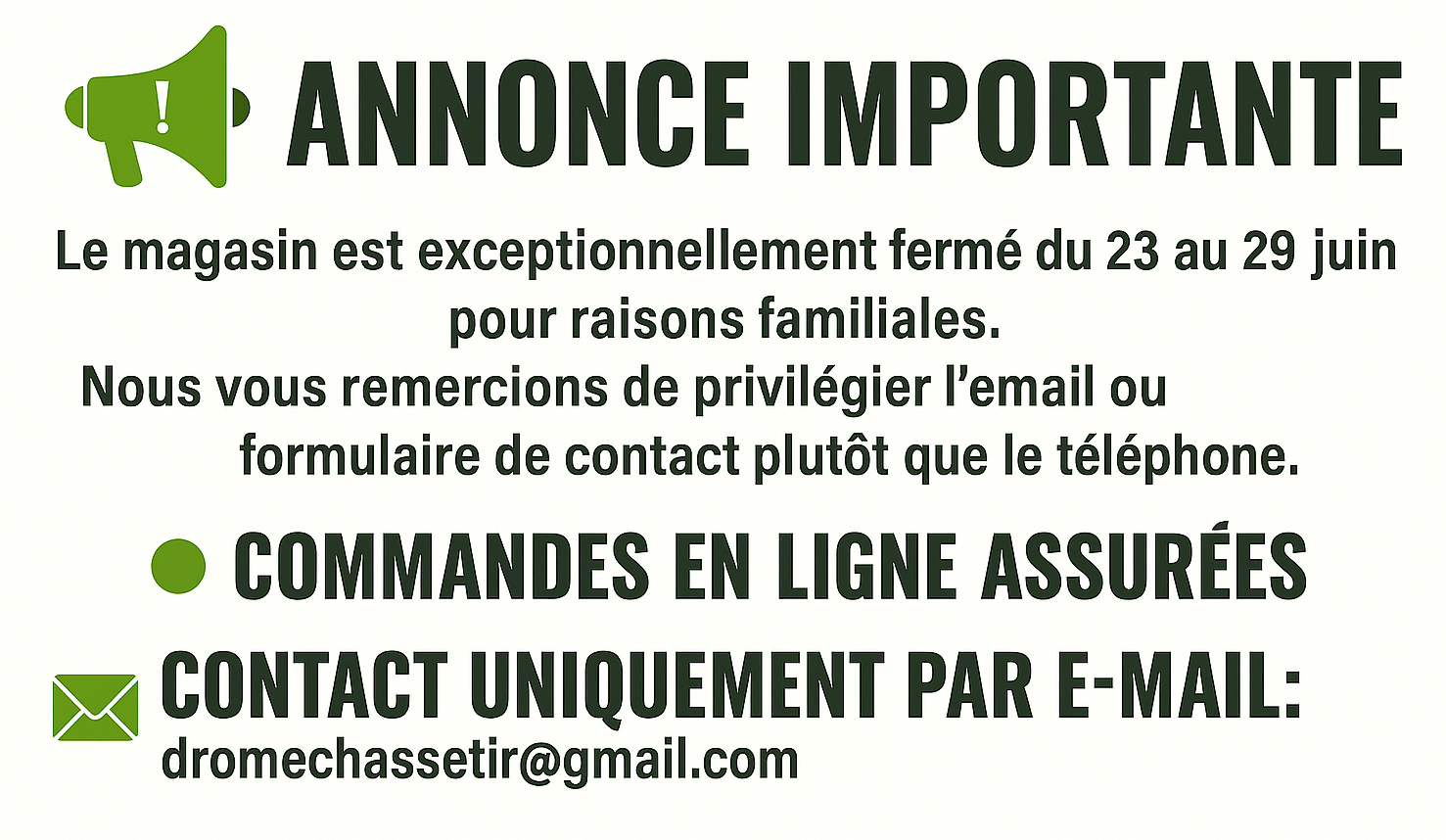 Annonce importante Drome Chasse Tir