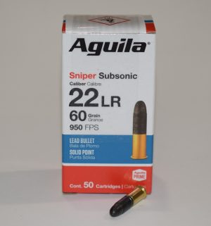 Boite 50 cartouches 22LR Aguila Sniper subsonic 60 grains Plomb
