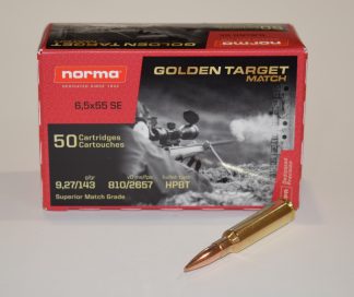Boite 50 cartouches Norma diamond line cal 6.5x55 SE golden target 143 grains