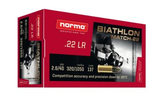 boite 50 cartouches 22LR NORMA BIATHLON MATCH 40 grains LRN