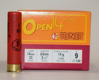 Boite 25 cartouches tunet open cal 32/14mm plomb 9