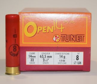 Boite 25 cartouches tunet open cal 32/14mm plomb 8