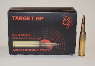 boite 50 cartouches Geco Target HP cal 6.5x55 suedois 130 grains BTHP