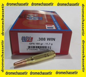 1 boite de 20 cartouches calibre 308 winchester, sologne, ogive GPA 180 grains / 11,7 grammes