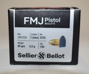 boite 100 ogives sellier bellot cal 7.62 tokarev FMJ 85 grains round nose