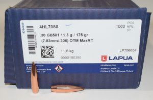 100 ogives Lapua cal 0.308 MAX RANGE TARGET HPBT en 175 grains