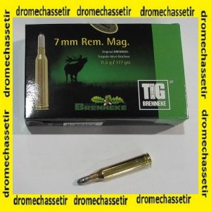 boite de 20 cartouches Brenneke , cal 7mm Remington Magnum , ogive TIG 177 grains