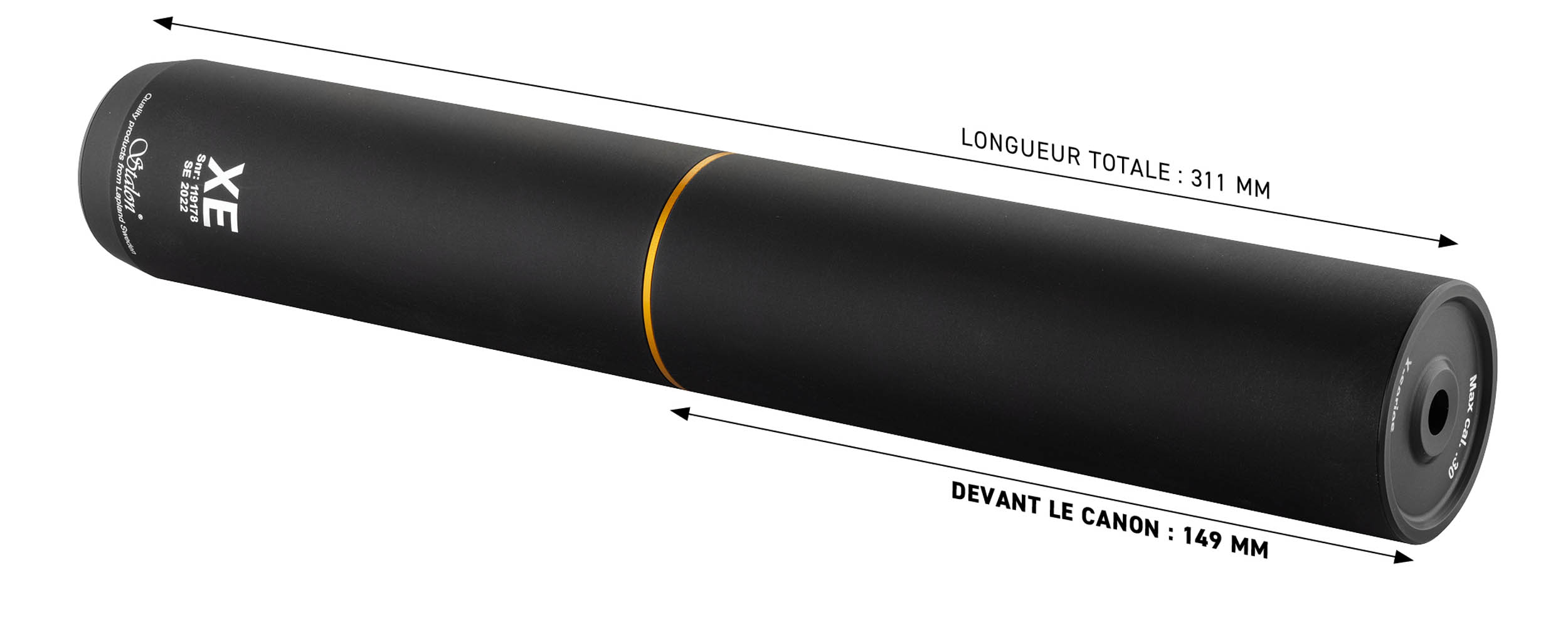 Moderateur de son Stalon XE149 cal 9.5mm fil 15x1